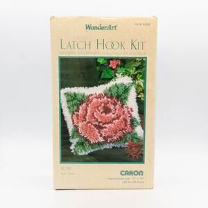 Vintage 1970s/80s WONDERART Latch Hook Kit Rose Flower 12x12 Caron 4606 New